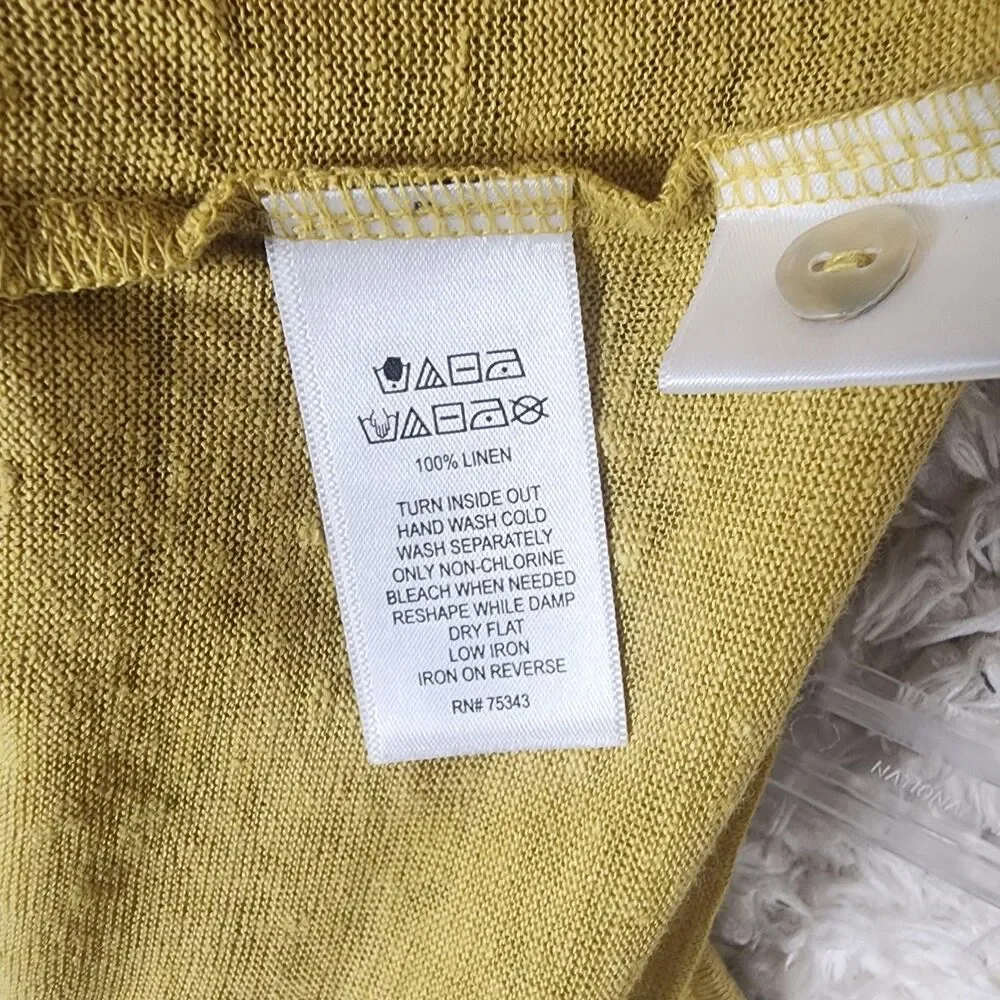 Tahari Shirt Womens XL Button Back Cap Sleeve Summer Top Linen Blouse Sleeveless